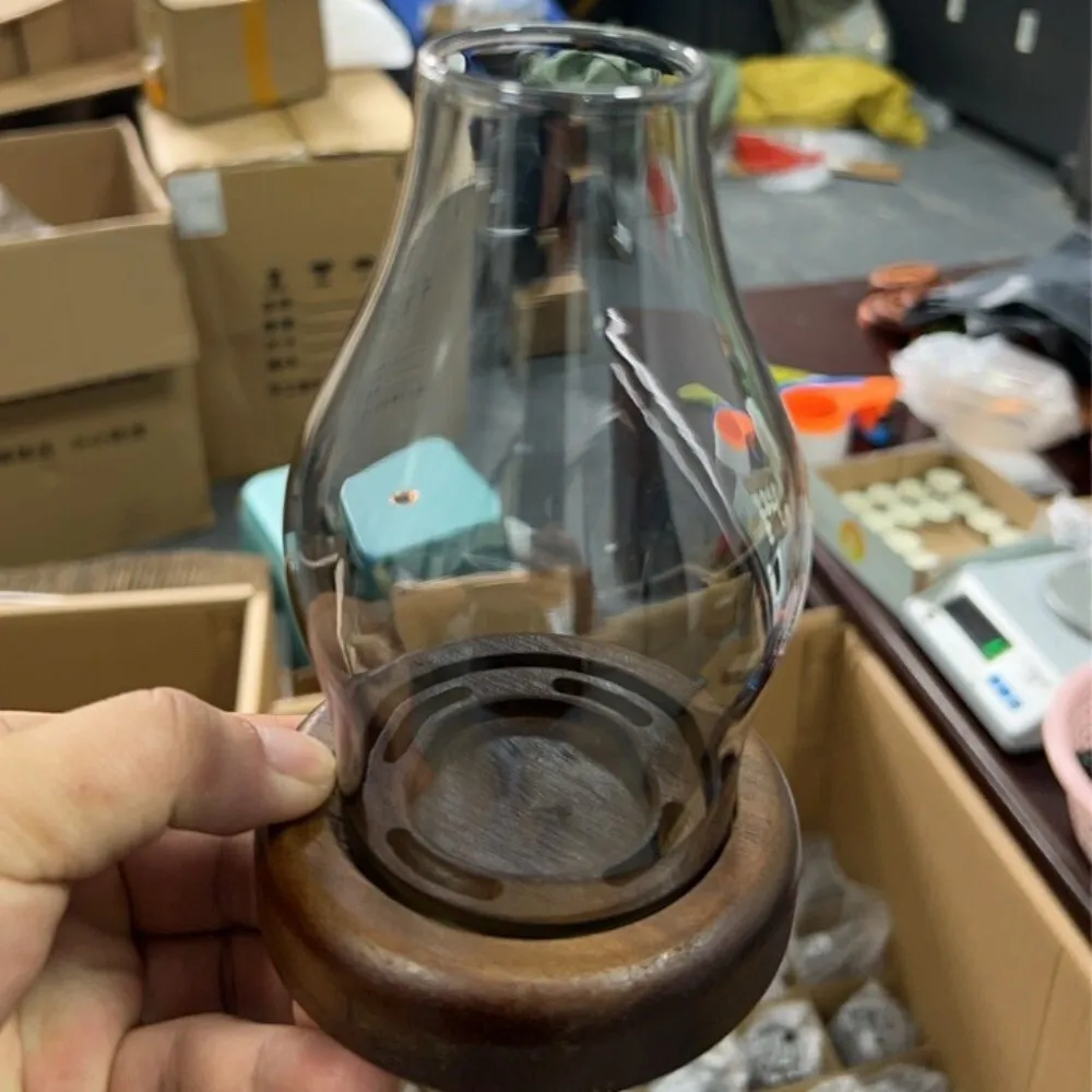 

Japanese Style Glass Candle Holder Windproof Desktop Art Ornament for Hotel Homestay Creative Home Decoration Decorative Item