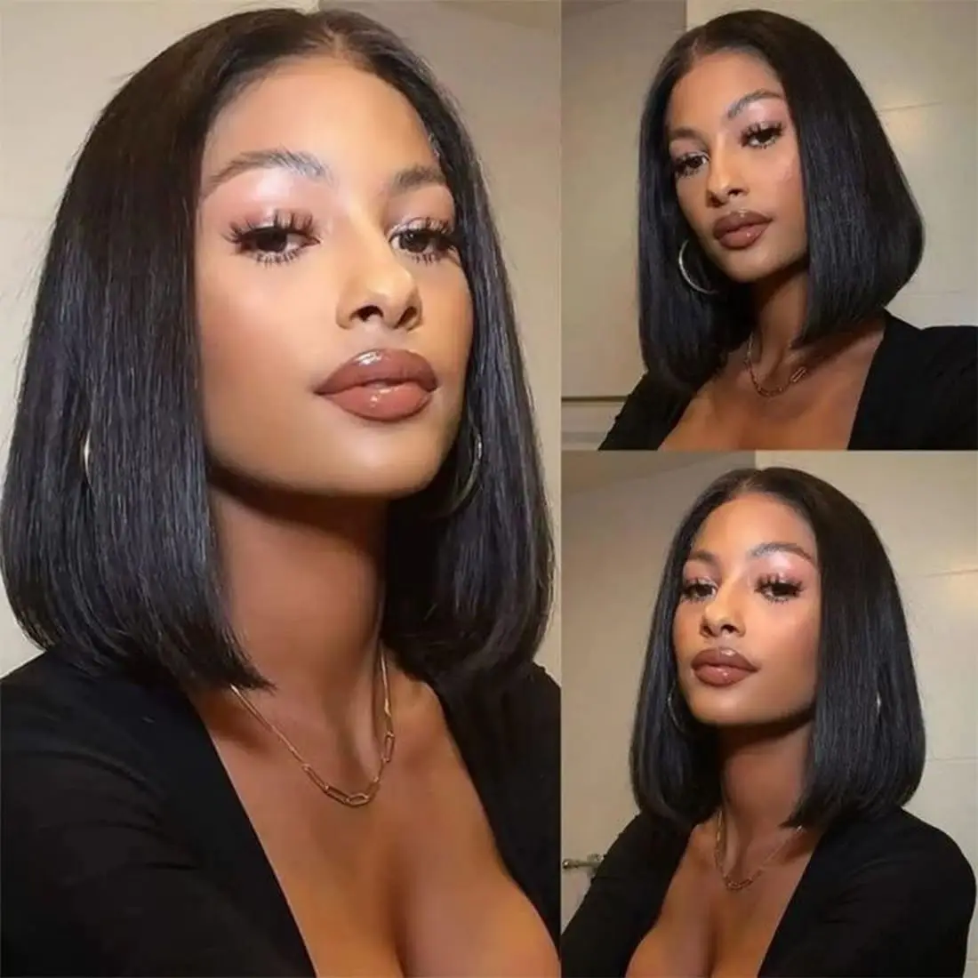 13x4 HD العظام مستقيم الدانتيل أمامي الشعر البشري البرازيلي 100% قصيرة بوب شعر مستعار للنساء 250% مستقيم الدانتيل الجبهة بوب الباروكات #5