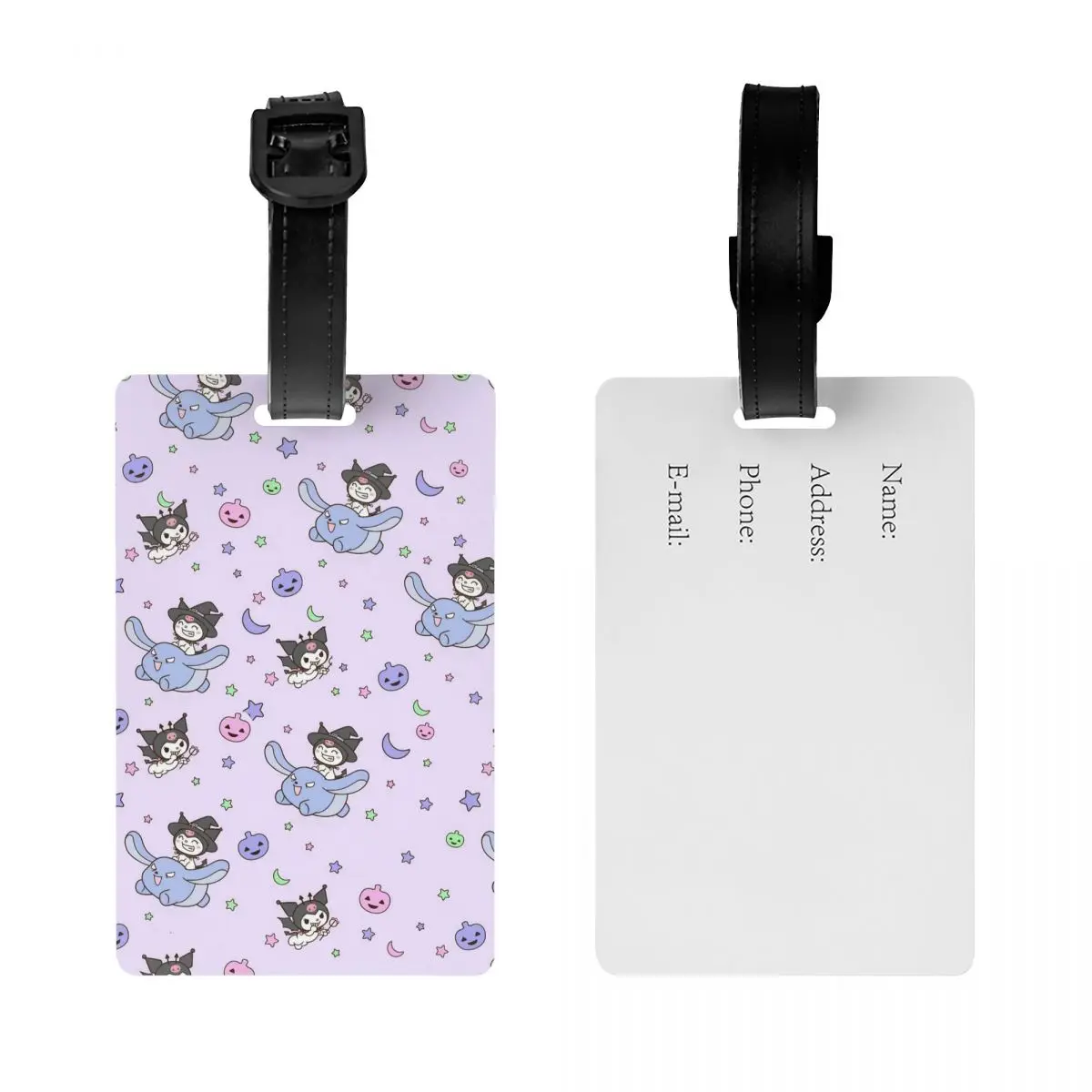 Kawaii Sanrio Kuromi kreskówka etykiety na bagaż walizka żelowe akcesoria podróżne etui etui na torba na bagaż adres dowód tożsamości etykietki na bagaż prezent