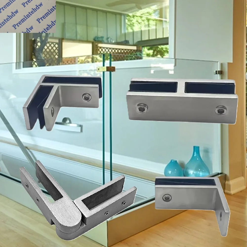2Pcs Cast SUS304 Non-Drill Railing Glass Clamp Fixing Bracket For Handrail Swimming Pool Fence Joint