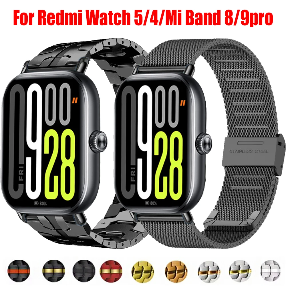 Redmi Watch 5 팔찌 금속 비즈니스 Correa Redmi Watch 4 Xiaomi Mi Band 8/9pro 스트랩 스테인레스 스틸 팔찌