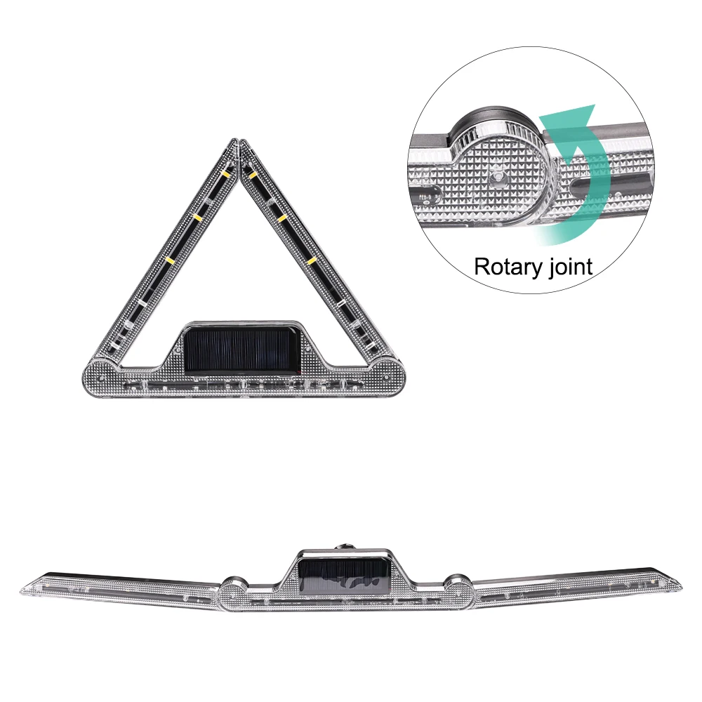 MKS-54698 Foldable Car Emergency Breakdown Stop Sign Solar-Powered Triangle Warning Light Reflector Portable Flashing Alarm Lamp