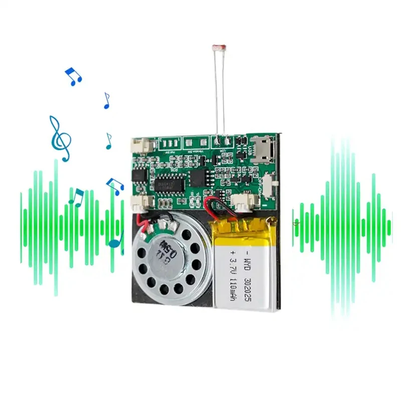 Programmable 8M USB Recordable Birthday Card Music Voice Module Light Sensor Sound Chip for DIY Voice Audio toy Greeting Card