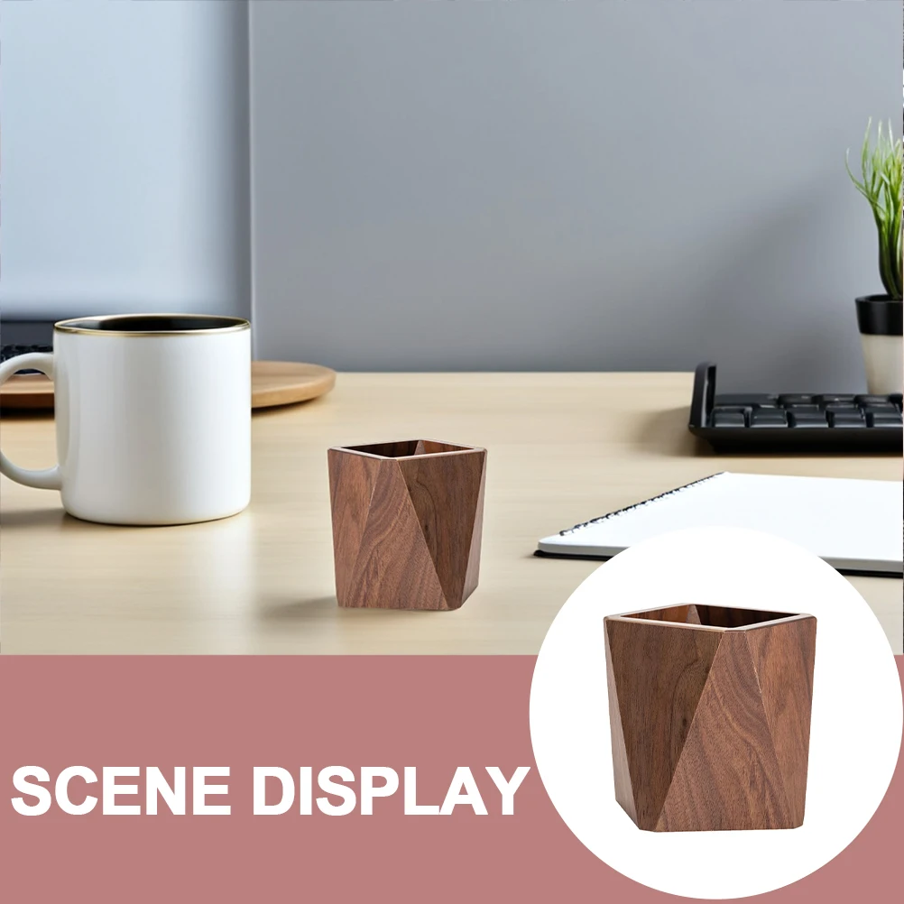Black Walnut Pen Holder Desktop Container Shape Character Storage Office Supplies for Unique Portable