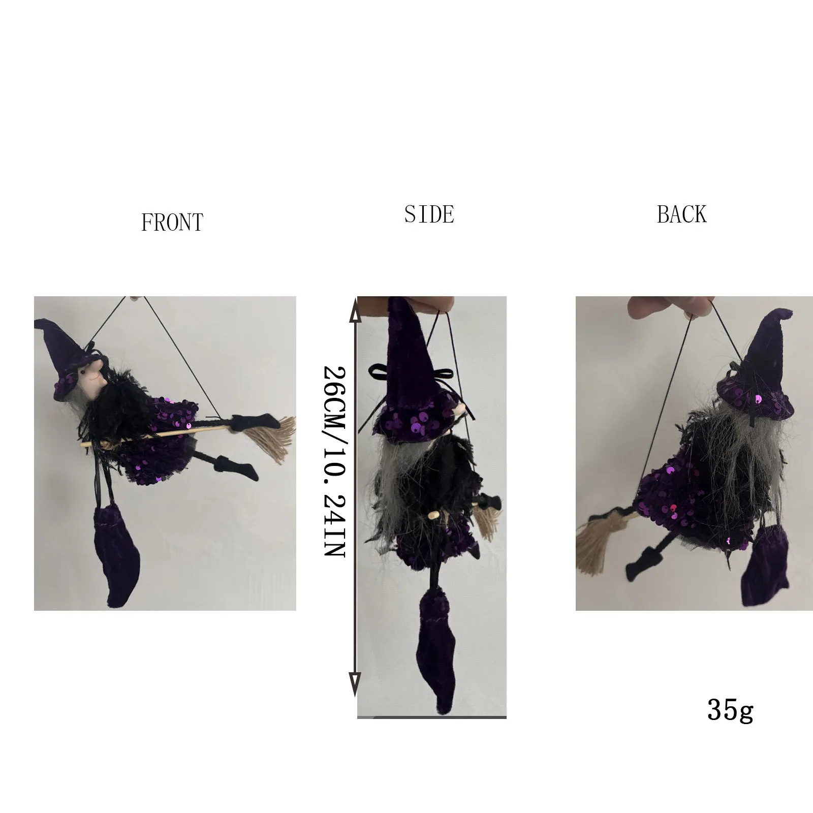 Dekoracje Halloweenowe Wisiorki Wiedźmy Małe Wisiorki Wiedźmy Dekoracje Domowe i na Imprezy Dekoracja Halloweenowa Wisiorek z Wiedźmianą Miotłą