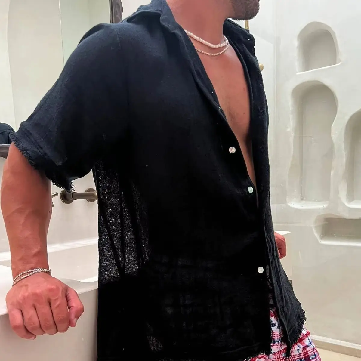 Men's Shirt Long Sleeve Regular Fit Men Casual Beach Loose Single Breasted Shirt Leisure Spring Summer Male Blouse Shirt