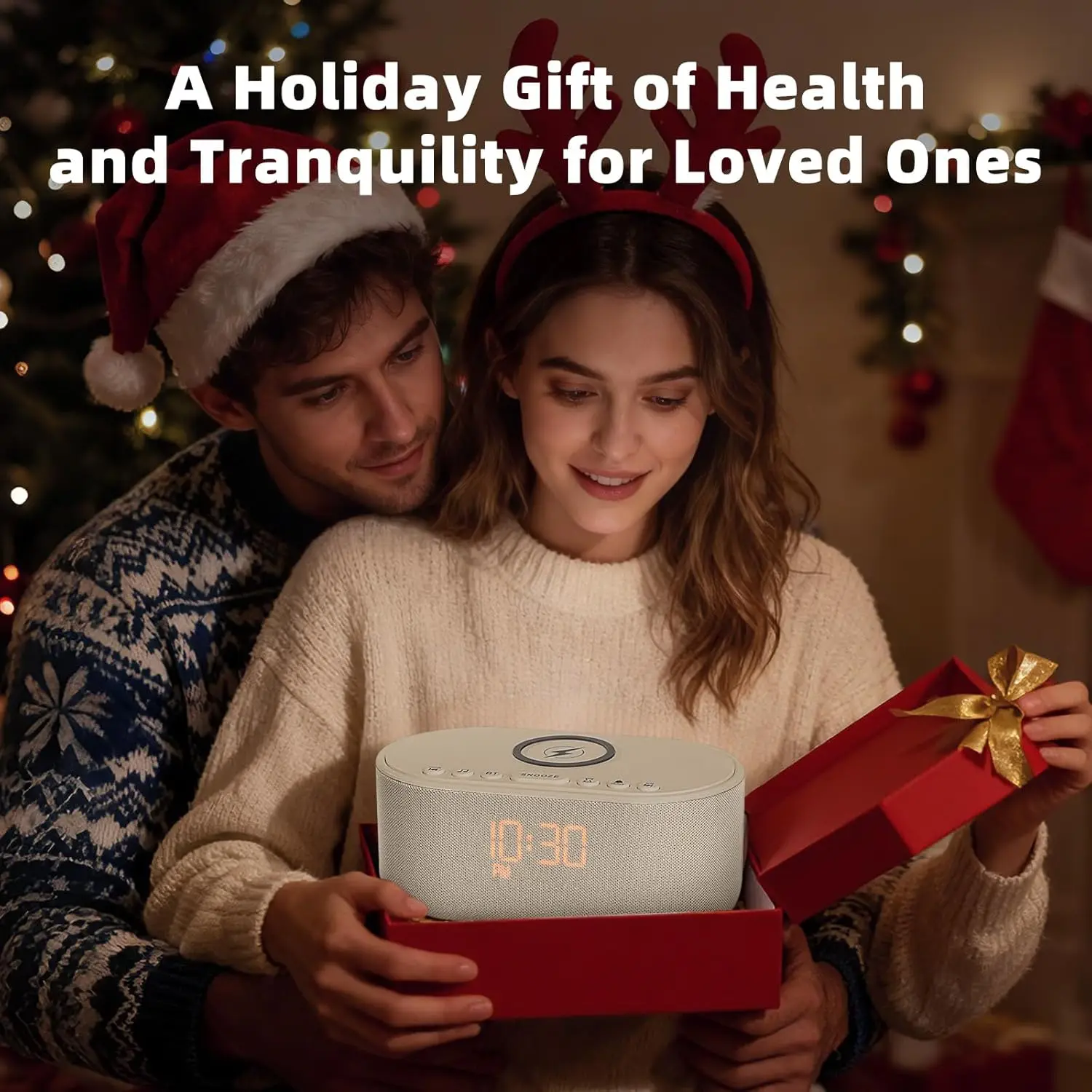 Wireless Charging Alarm Clock with Bluetooth Speaker & 21 Soothing Sounds for Better Sleep