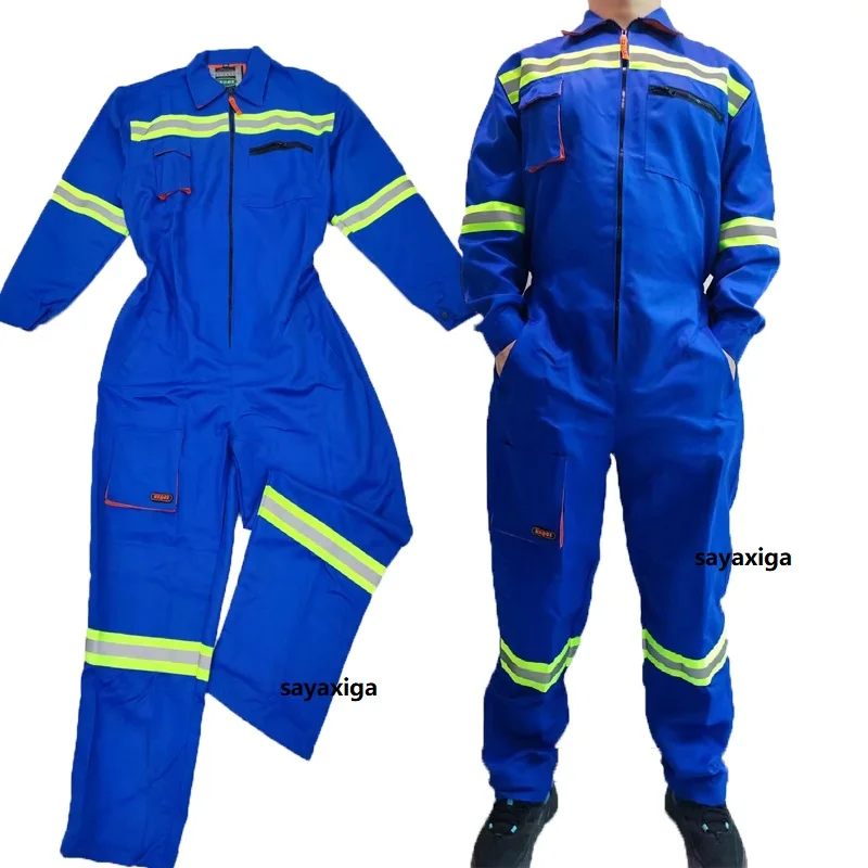 Mechanical Jumpsuits Hi Vis ความปลอดภัยเสื้อผ้าทํางานทํางานโดยรวมผู้ชายทํางาน Coverall เชื่อมชุดช่างรถเครื่องแบบ Workshop