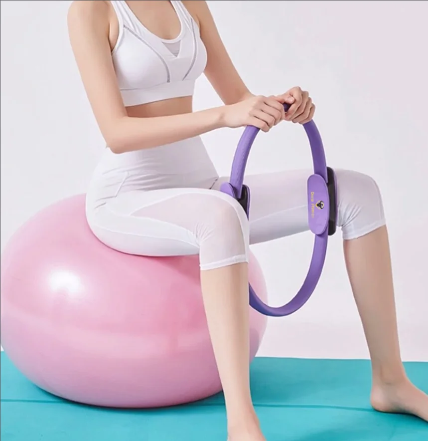 

Customized LOGO High Tension Fashionable Stylish High Quality Gym Pilates Yoga Training Magic Circle Ring With Soft Double Handl