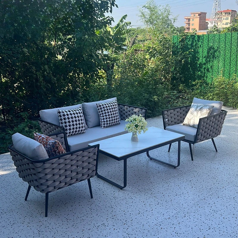 

Outdoor Nordic sofa courtyard rattan table and chair coffee table combination sofa chair villa designer hotel terrace furniture