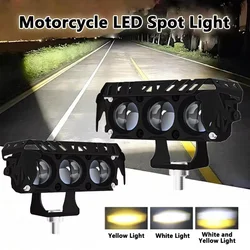 1/2PCS Motorcycle LED Spot Light Dual Color Hi/Low Beam Fog Lamps for Car Trucks SUV UTV 12V Mini Lens Headlight Driving Light