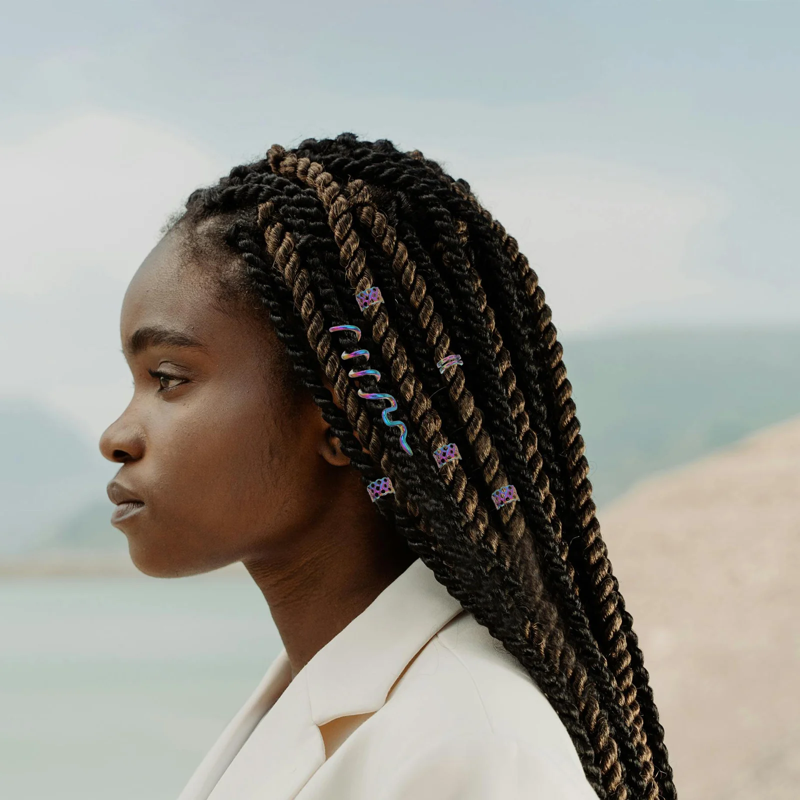 1 مجموعة 1 مجموعة مقاطع الشعر الرجعية تجديل خواتم الشعر Dreadlock اكسسوارات معدنية دوامة لفائف جديلة مجوهرات للنساء الفتيات هدية #3