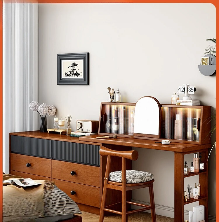 

Medieval style dresser, chest, integrated solid wood makeup table, bedside storage cabinet, corner bedside cabinet