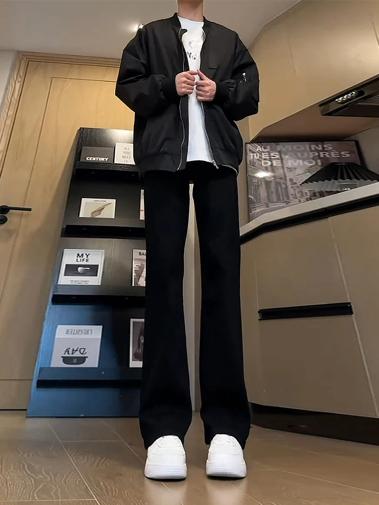 

Мужские джинсы American Vibe Pure Bla: эластичные, с высокой талией, зауженные, прямые, слегка расклешенные, молодежные, летние, модные