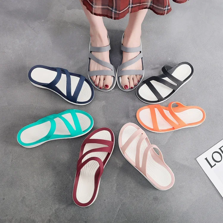 Women Shoes Sandals 2023 EVA Solid Color Garden Casual Slippers Women Jelly Shoe Sports Antiskid Beach Sandals Platform Slippers