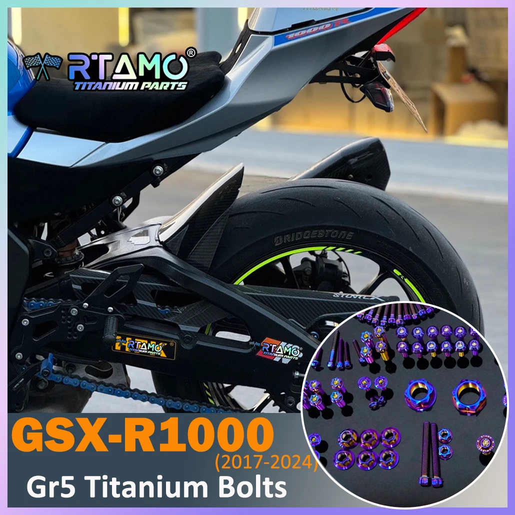 RTAMO Gr5 Titanium Bolt Sprocket Nut Brake Disc ABS Disc Frame Bolt Pipe Bolt Chain Adjuster Screw for Suzuki GSX-R1000