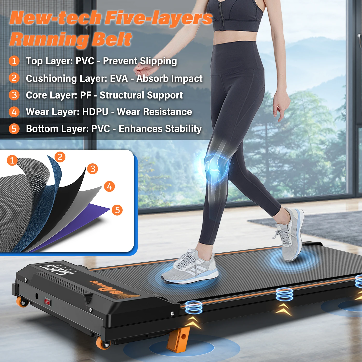 

USA Stock Dropshiping Home Gym Office INCLINE Folding Treadmill Low-Noise Indoor Walking Desk LED Display Electric Treadmill