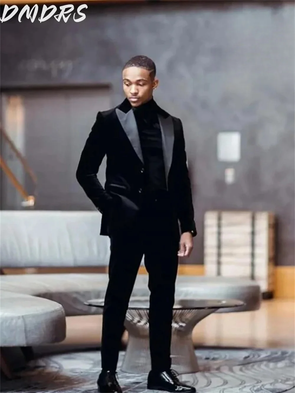 Costumes classiques en velours pour hommes, coupe couvertes, smokings de mariage GroomTIME, blazers à revers à pointe noire, formel imbibé de veste,