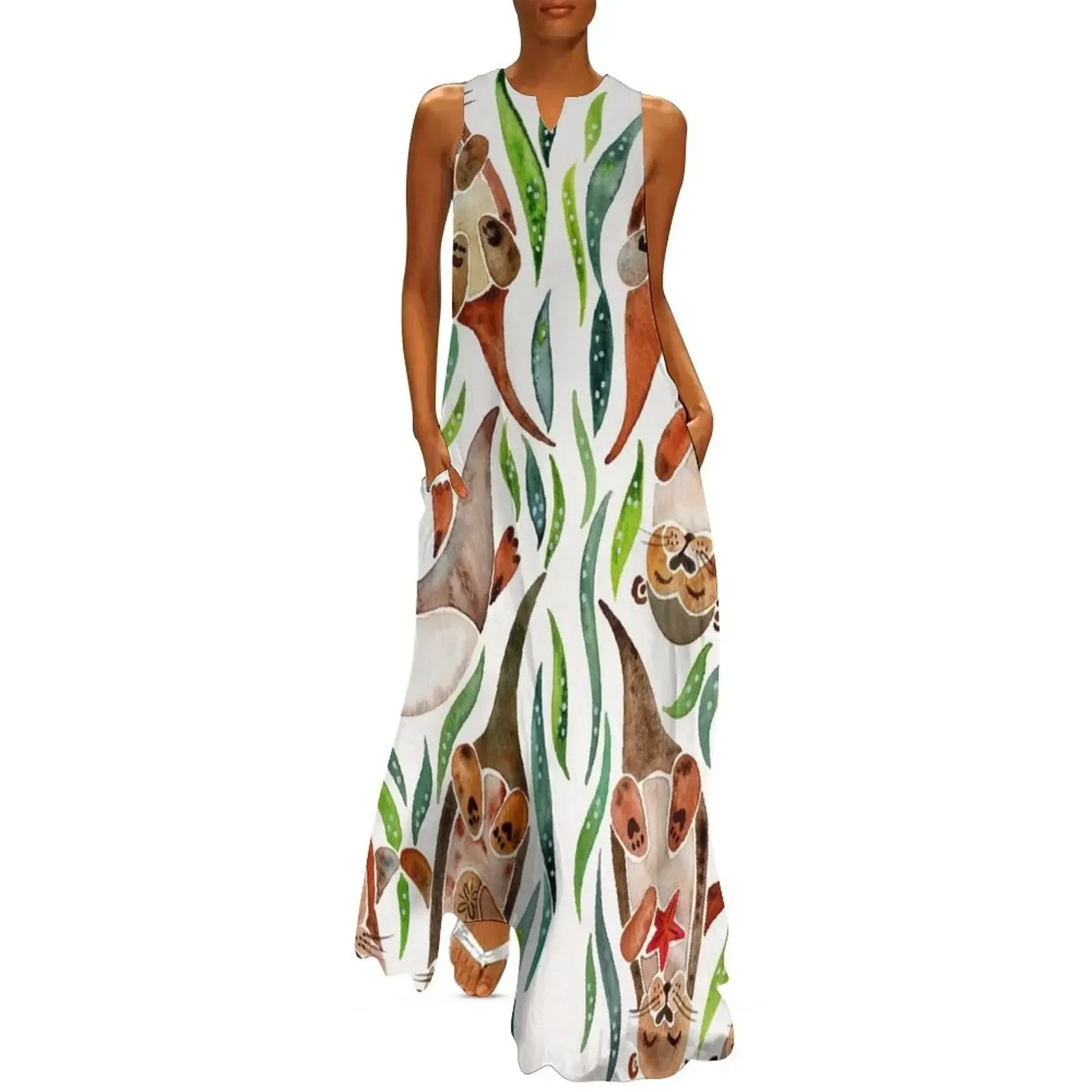 

Five Otters – Green Seaweed Long Dress beach dress dress for women 2025 Female clothing