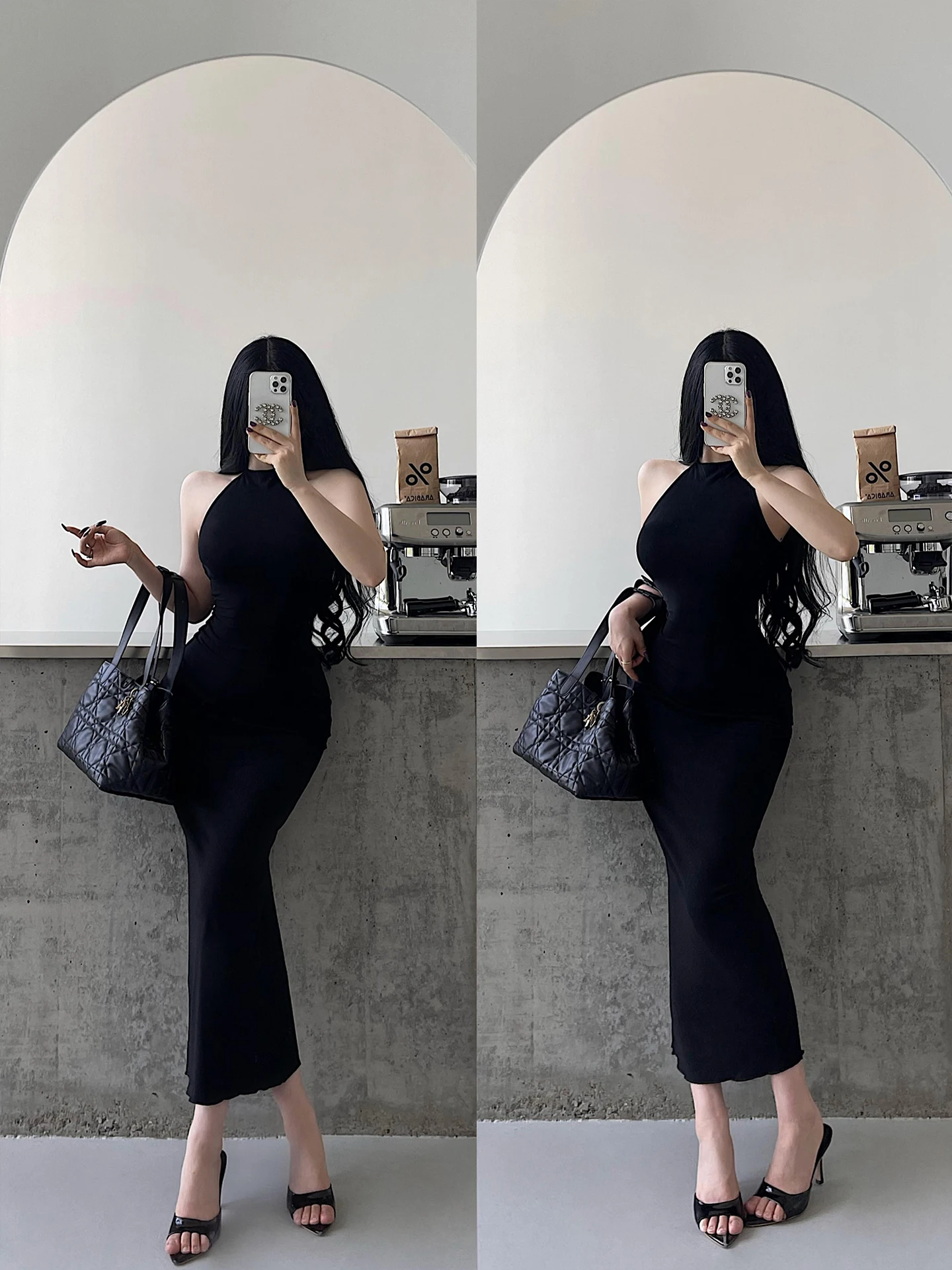 Sexy Backless Slimming Long Dress Neck Hanging Sleeveless Cardi Kardashian Style Women's Dress Bodycon Skirt Daily Wear