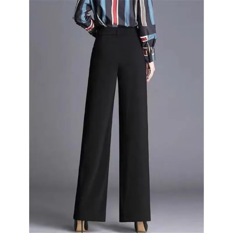 Pantaloni a gamba larga Donna Autunno Inverno Alla moda a vita alta Versatile Pantaloni da ballo slim di mezza età Pantaloni a gamba dritta