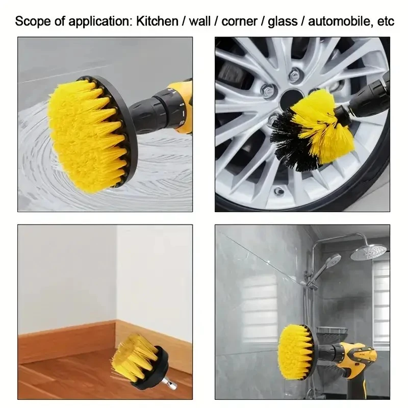 Kit de cepillo de taladro eléctrico de alta resistencia: accesorios de fregado de alta potencia para limpieza multisuperficie, suelos, automóviles, azulejos, lechada, Ba