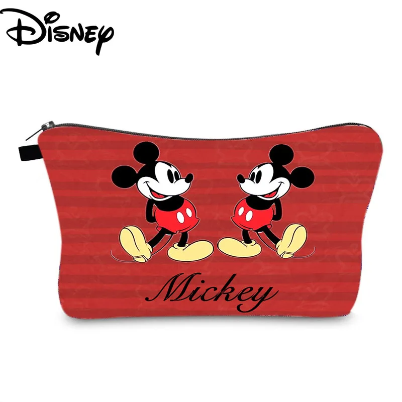 Disney Women\'s Makeup Bag Anime Mickey Mouse Minnie Print Cosmetic Storage Bag Multifunction Card Holders for Girls Cotton Purse