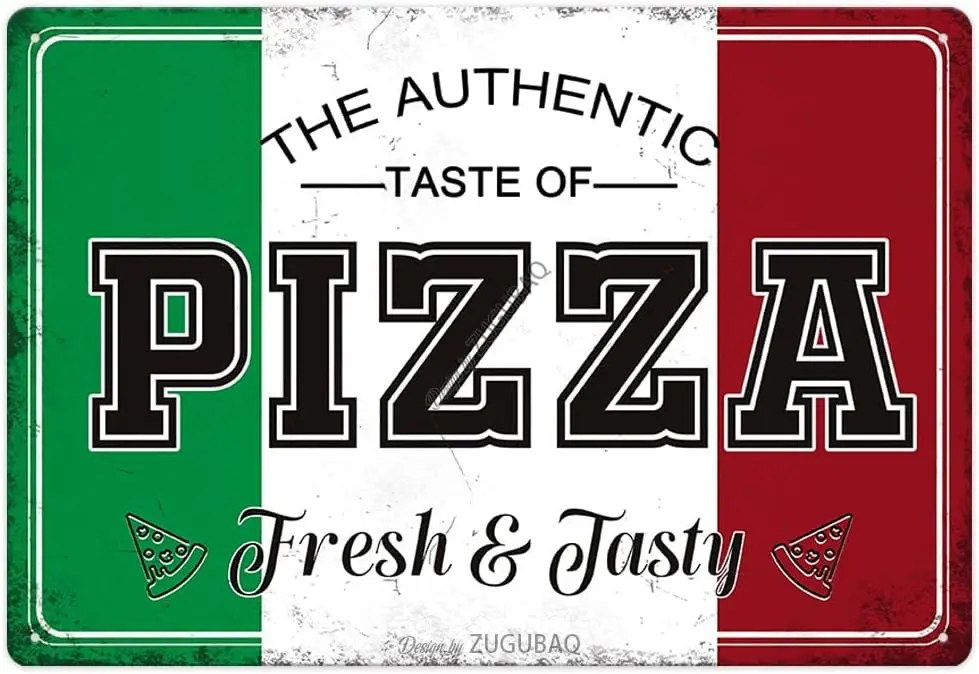 Pizza Tin Signs Vintage Metal Sign Funny Food Art Printing Poster Wall Decor for Home Kitchen Bar Restaurant Cafe Pub Indoor Out