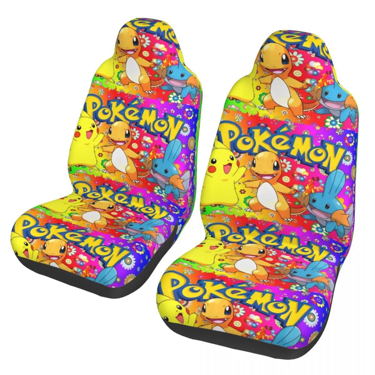 

Универсальные чехлы для автомобильных сидений Poke-Mon, для внедорожников, аниме-дизайн, полиэстер, для охотничьих автомобилей