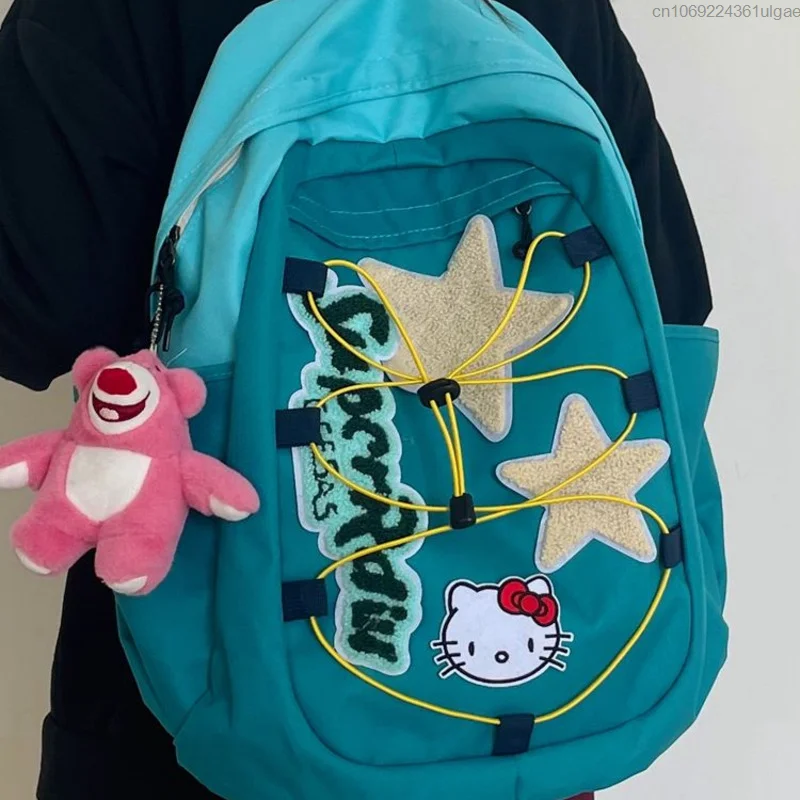 Sanrio Hello Kitty Cartoon Anime Backpack Y2k Student Large Cpacity Storage Schoolbag Women Fashion American Style Backpack