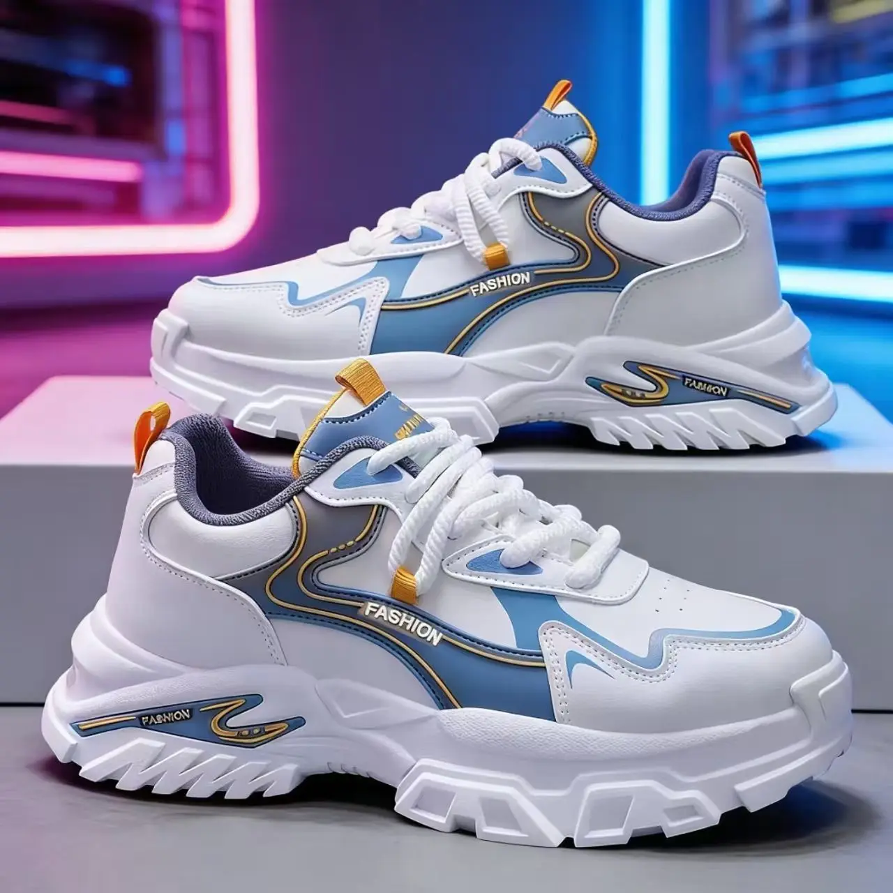 2026 Frühling Herbst Herren Chunky Sneakers Dicke Sohle Höhenerhöhende Schnürschuhe Lässige Walkingschuhe Rutschfest – Detail 2