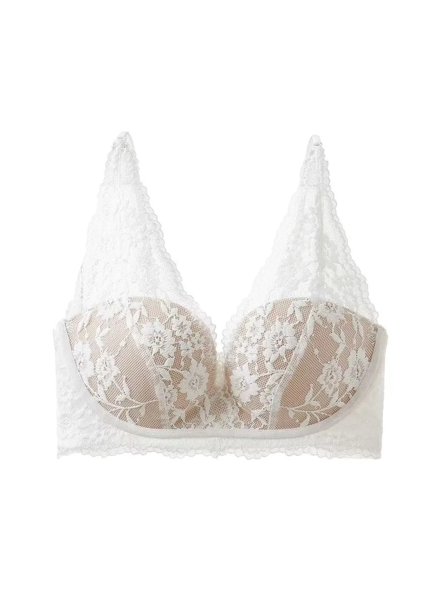 

Sexy French Lace Halter Lingerie, Wireless, Lift & Anti-Sagging, Push-Up for Small Bust, Pure Desire Beautiful Back Bra