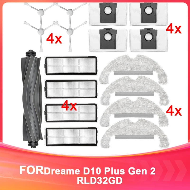 

ABKP-Accessories Kit For Dreame D10 Plus Gen 2 ROBOTS RLD32GD Vacuums,Main Brushes,Side Brushes,Filters,Mops, Vacuum Bags