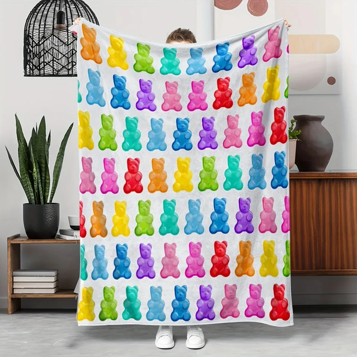 

Красочное фланелевое одеяло с рисунком медвежонка, подарок на день рождения для дочери или сына, подходит для дивана, кровати и кемпинга