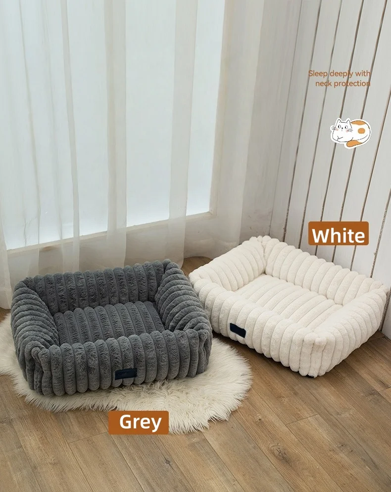 Washable Orthopedic Dog Bed with Removable Cover Rectangle Soft Calming Sleeping Puppy Cat Bed Durable for Indoors