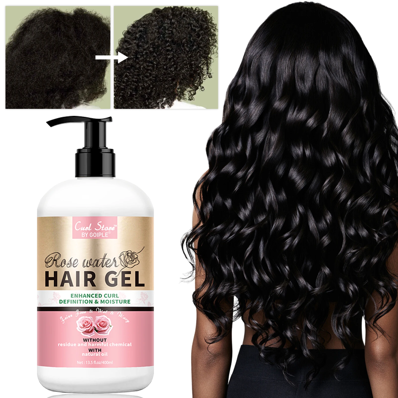 Hair Gel for Curl Define Cream Enhanced Wavy Moisturizer Hydrating Conditioner Rose Extract Bouncy Enhancers Flyaways Control