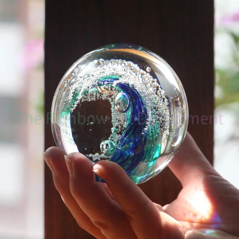 Crystal Wave Ball Creative Decoration, Birthday and New Year Gift, Simple Household Ocean Decoration, Coloured Glaze Souvenir