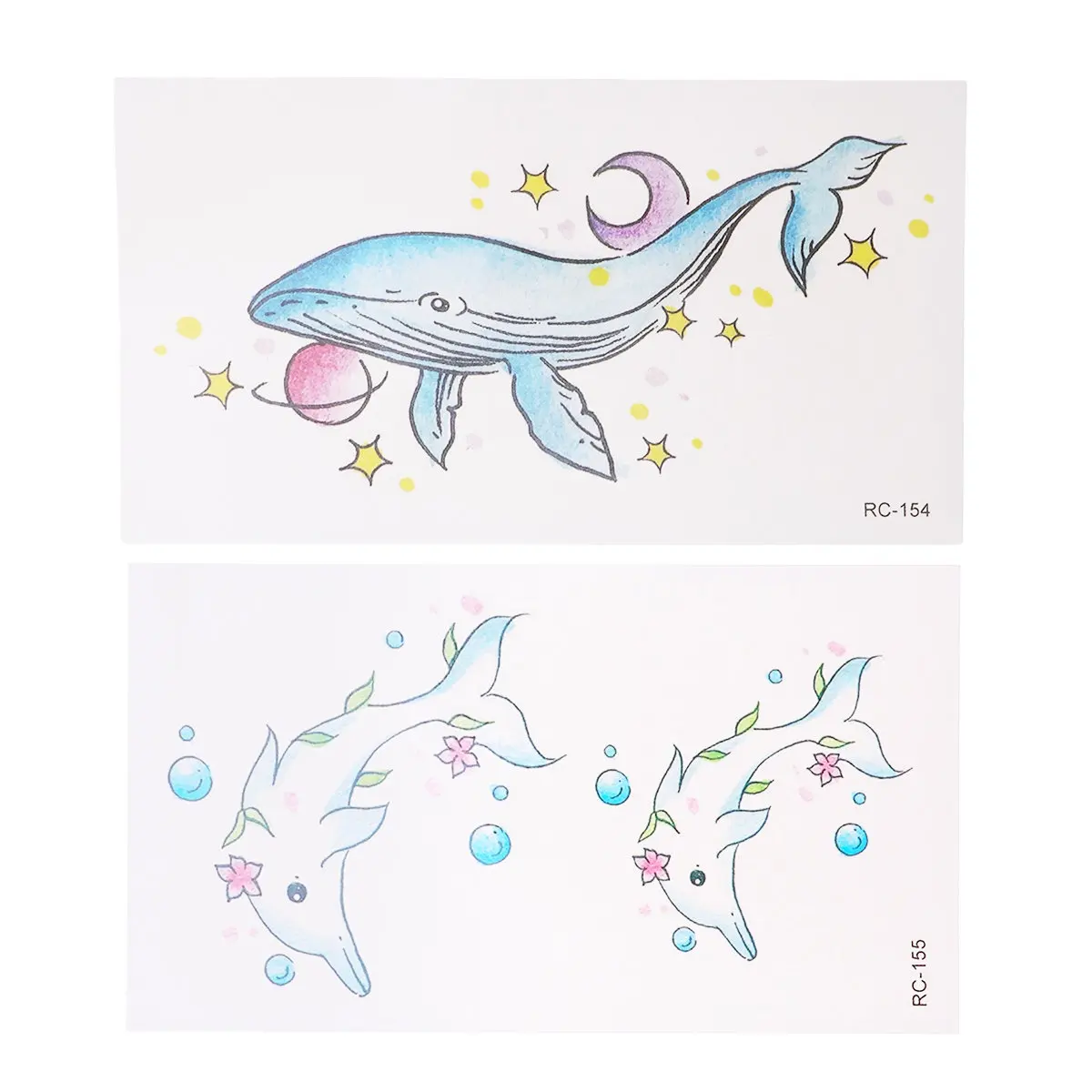 

13 Sheets Dolphin Pattern Waterproof Temporary Tattoos For Colorful Body Stickers Washable Skin Art Tattoo Supplies