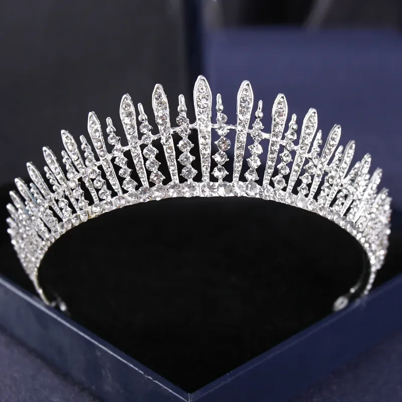 Silver Color Crystal Tiaras And Crowns Rhinestone Prom Diadem Crown Tiara For Women Bride Bridal Wedding Hair Accessories Jewelr image 5