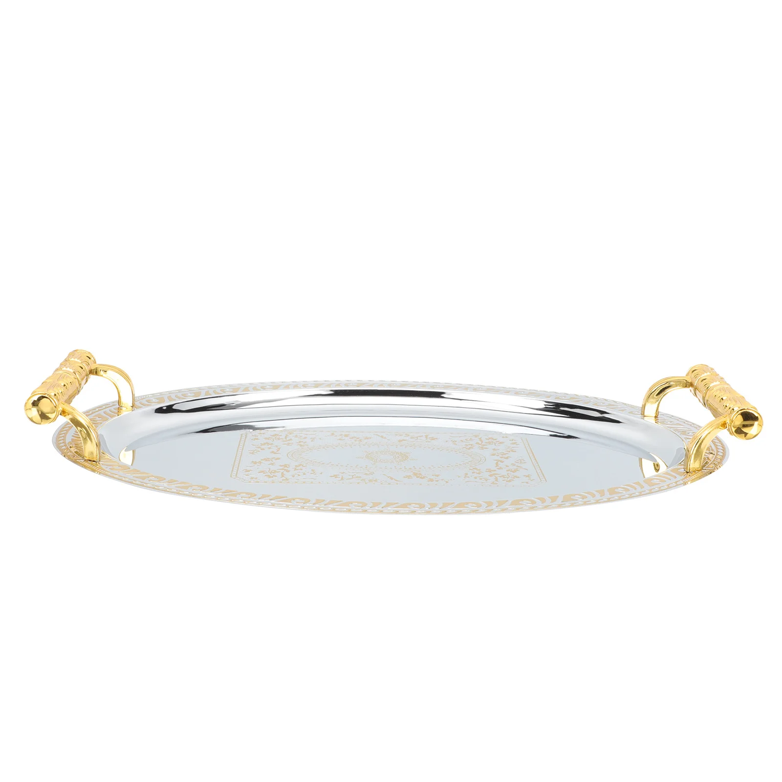 

Stainless Steel Fruits Tray Thickened Coffee Table Serving Tray Anti-Rust Household Snacks Teacup Storage Cup