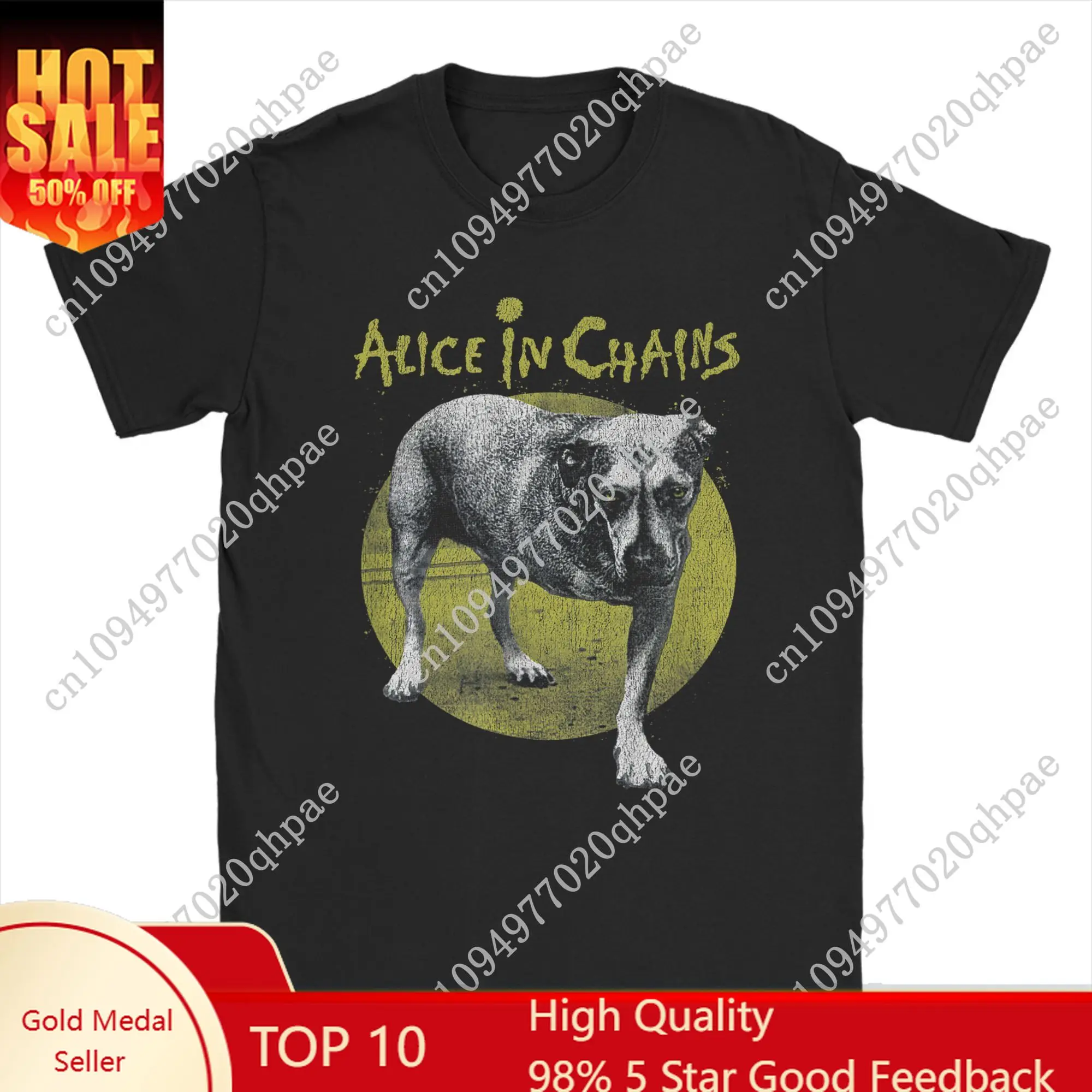 

Novelty Alice in Chains Band Dog T-Shirts Men Round Neck Cotton T Shirts Heavy Metal Music Short Sleeve Tees Plus Size Clothing