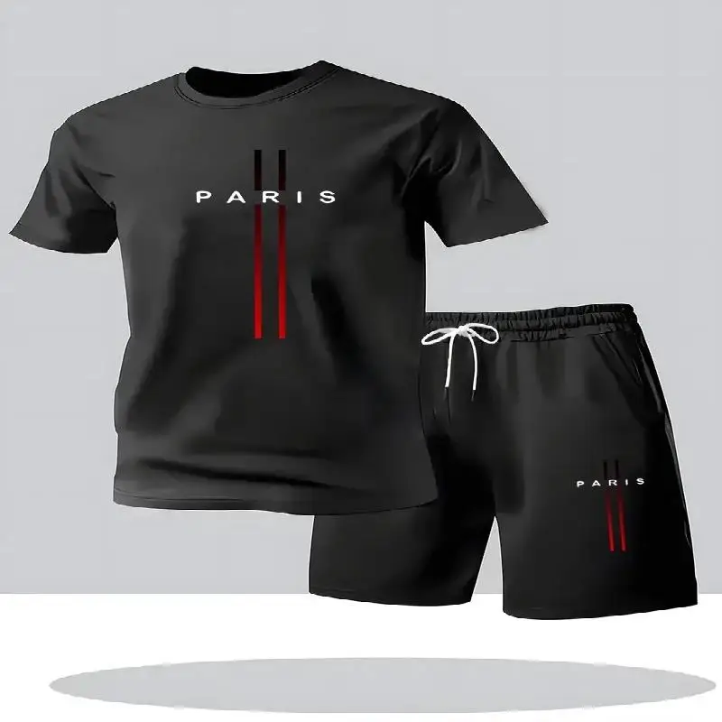 

New Summer Men's Casual T-Shirt And Shorts Two-Piece Set Relaxed Fit Men's Short-Sleeve Breathable Athletic Set Two-Piece Set