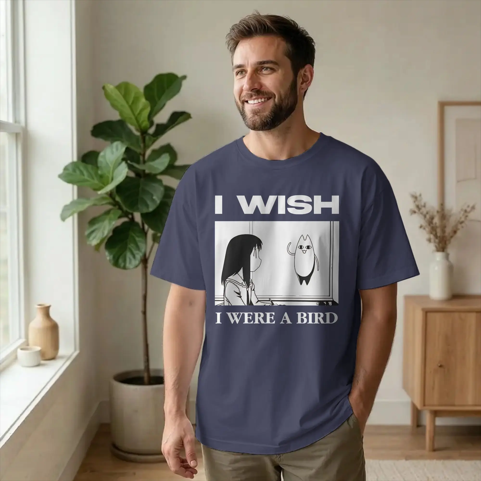 I Wish I Were A Bird Azumanga Daioh  T-Shirts Funny Cotton Tee Shirt Crew Neck Short Sleeve T Shirt Summer Clothes