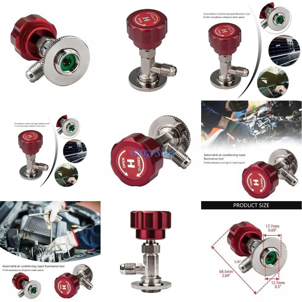 grifo lata 37JE, adaptador SAE 1/4 abridor botellas, grifo lata autosellante automotriz para R134A