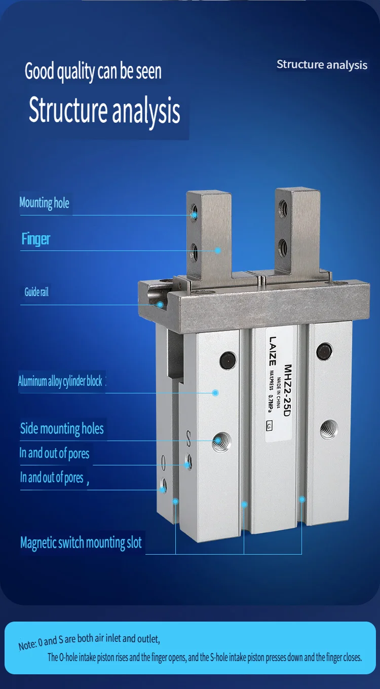 Pneumatischer Greiferfinger-Luftzylinder Parallel Öffnend und Schließend MHZ2/MHZL2 Doppeltwirkend – Detail 6