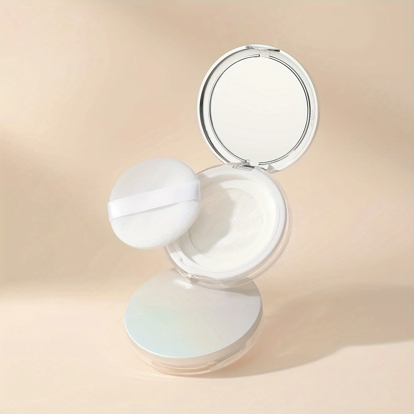 5g ultra-fino pó solto compacto portátil, mini recipiente de viagem à prova de vazamento com rede elástica, armazenamento de maquiagem com espelho