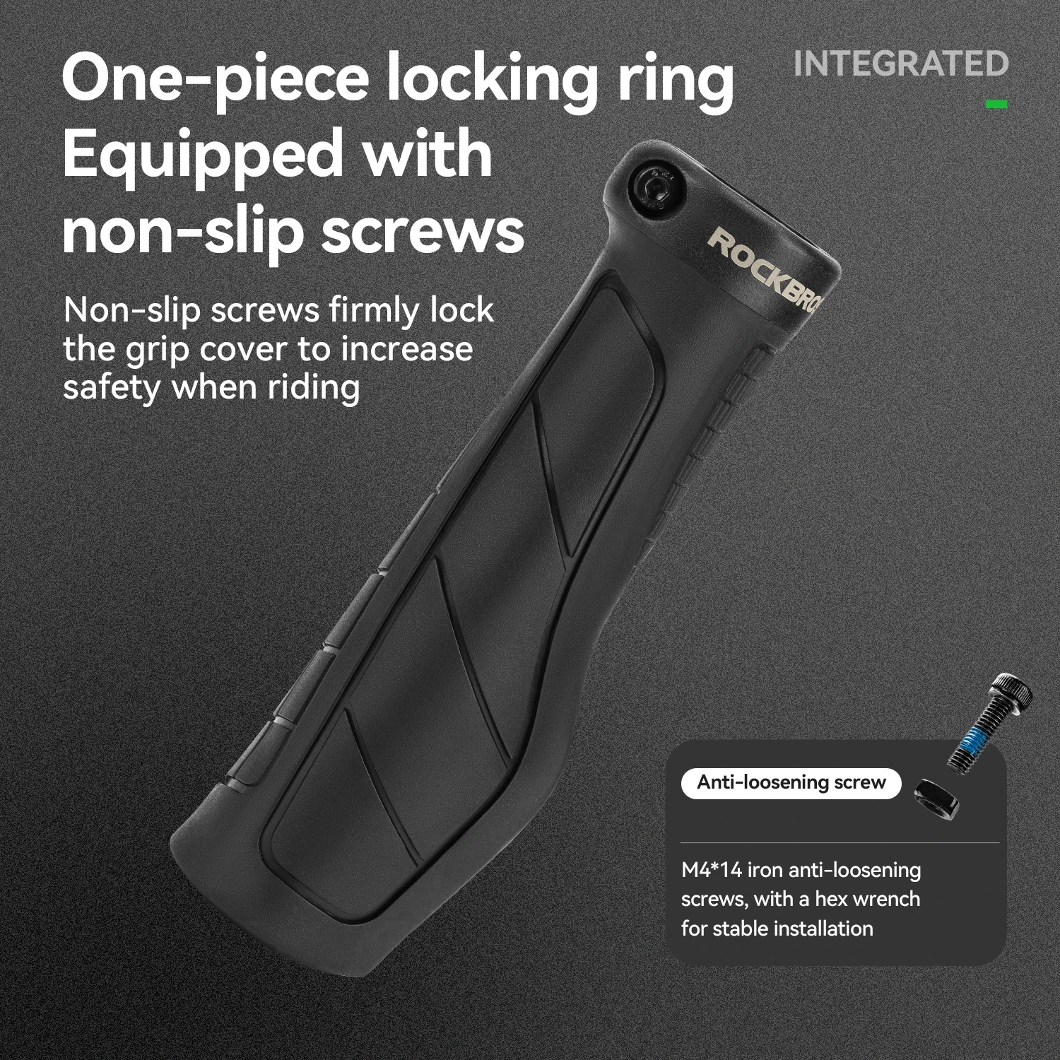 ROCKBROS Bicycle Grips Single-Sealed One-Piece Locking Ring Grips Shock-Absorbing Comfortable Ergonomic Ball Handlebar Grip