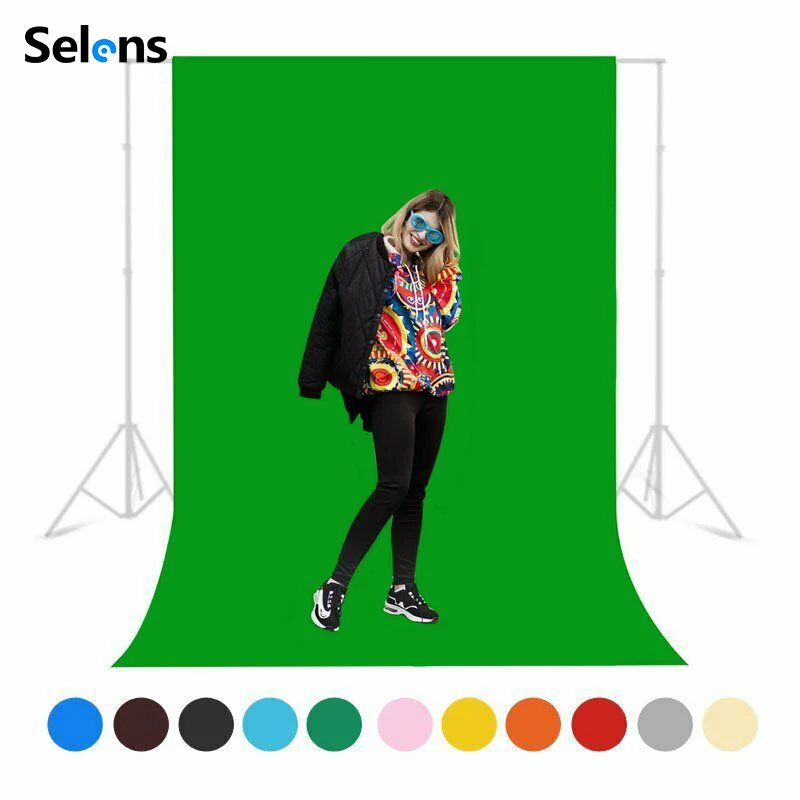 Selens 3x6m Photography Backdrop  Non-Woven Chroma Key Green Screen Background Solid Cloth for Photo Studio Video Live Stream