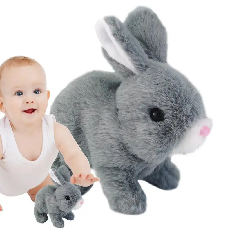 Electronic Plush Rabbit Toy Interactive Plush Bunny With Walk Bark Move Mouth Wiggle Ears Electric Pet for Kids Birthday Gifts