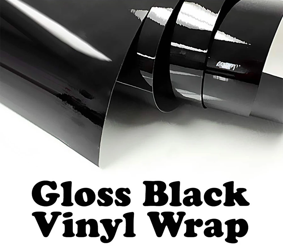 

4"x 60" Glossy Gloss Black Car Wrap Vinyl Covering Film Sticker Decal Roll Sheet with Air Bubble Release 10cm X150cm